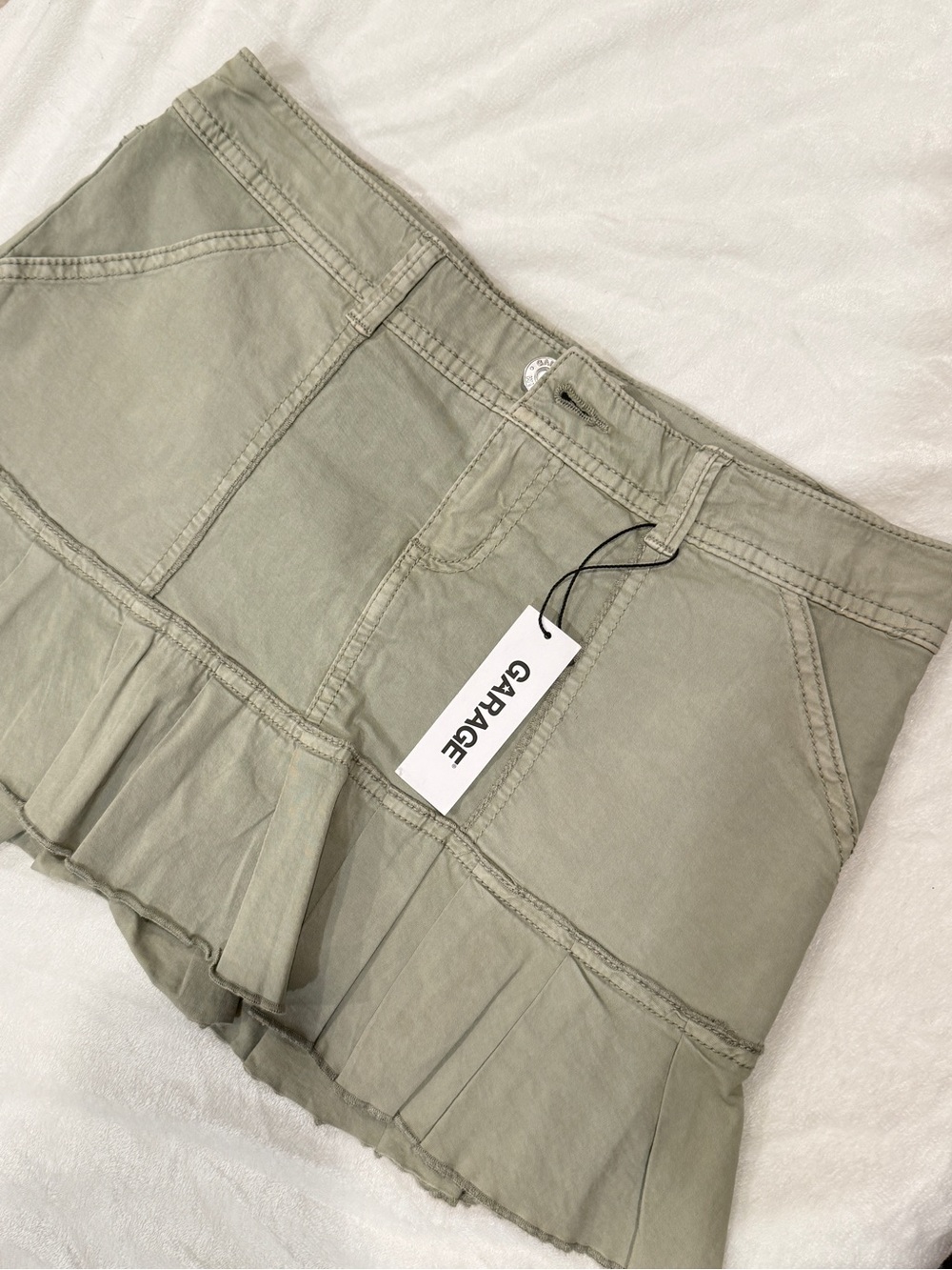 Garage Olive Green Ruffle Hem Skort